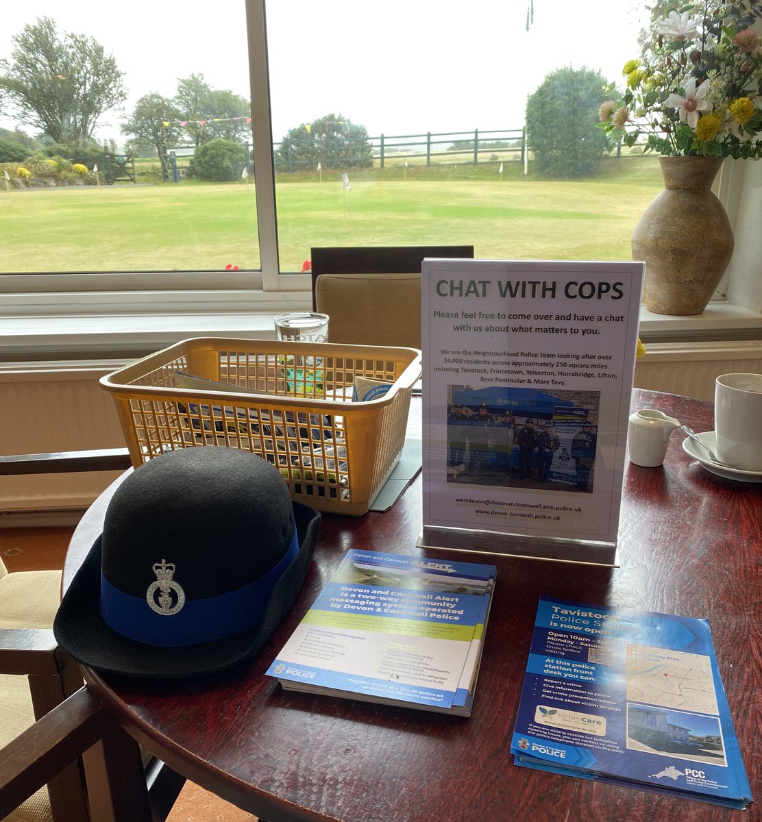 PCSO Debbie Hollinson (@pcso30747) on Twitter photo We’re at Tavistock Golf Club until 12:00 chatting to members and signing them up to Devon & Cornwall Community Messaging.
<a href="/TavistockPolice/">Tavistock Police</a>
<a href="/ps_7003/">PS 7003 Ottley</a> <a href="/NWDevonPolice/">North and West Devon Police</a> <a href="/DC_Police/">Devon & Cornwall Police</a> <a href="/DC_PCC/">Devon & Cornwall PCC</a> We’re at Tavistock Golf Club until 12:00 chatting to members and signing them up to Devon & Cornwall Community Messaging.
<a href="/TavistockPolice/">Tavistock Police</a>
<a href="/ps_7003/">PS 7003 Ottley</a> <a href="/NWDevonPolice/">North and West Devon Police</a> <a href="/DC_Police/">Devon & Cornwall Police</a> <a href="/DC_PCC/">Devon & Cornwall PCC</a>