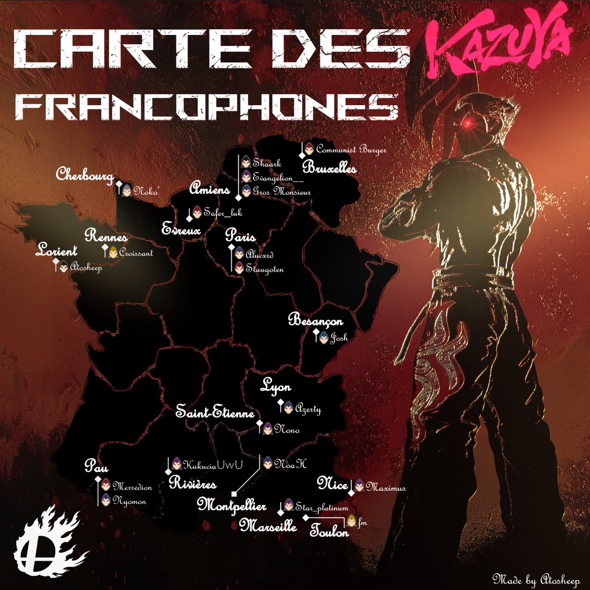 Merci à Atosheep pour cette carte et pour sa gestion sur Kazcord FR.