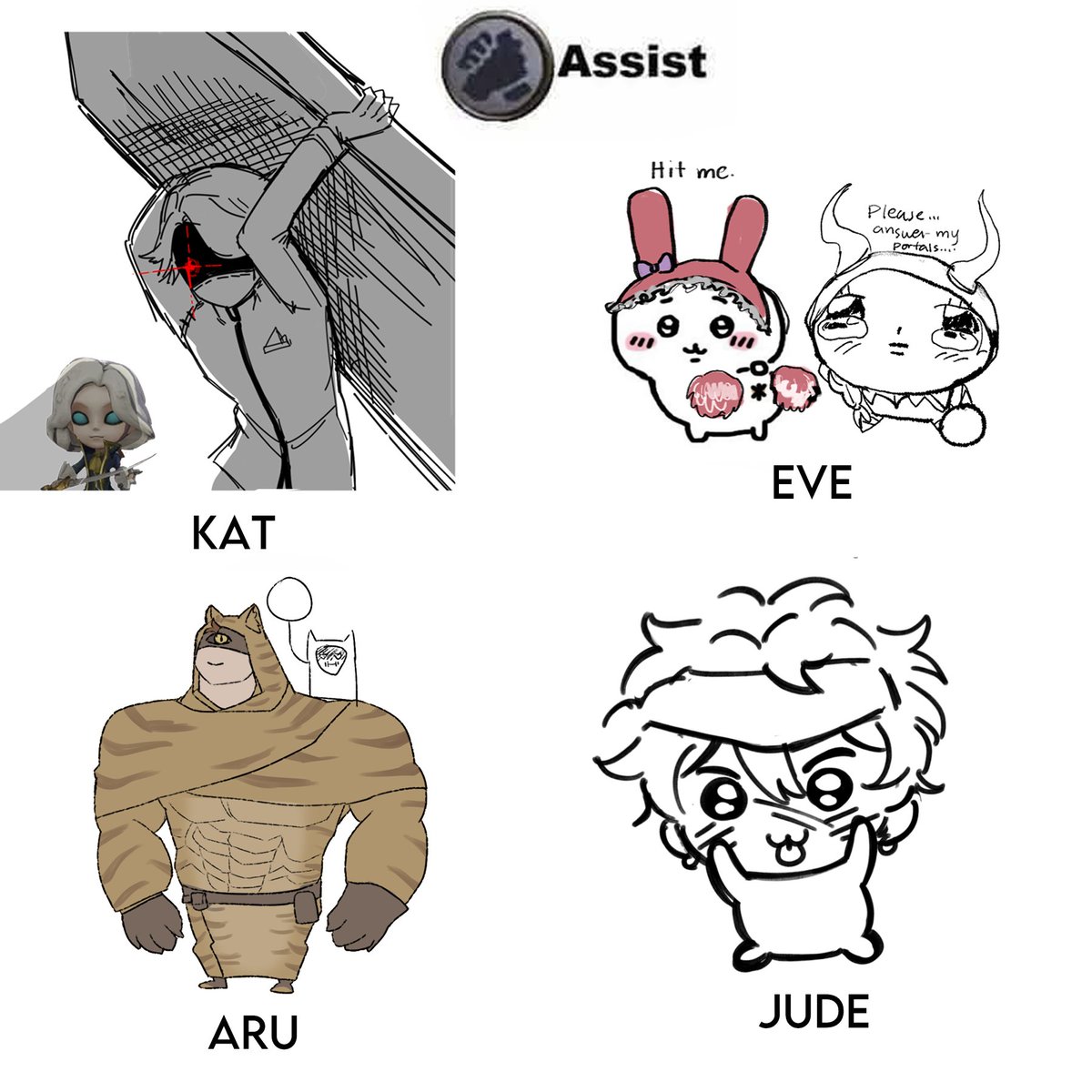 teal_cat_art's tweet photo. #IDVcollab #IdentityV
me and my friends' mains per role
(I finally remembered to post it guys) https://t.co/FDetuk8LTA