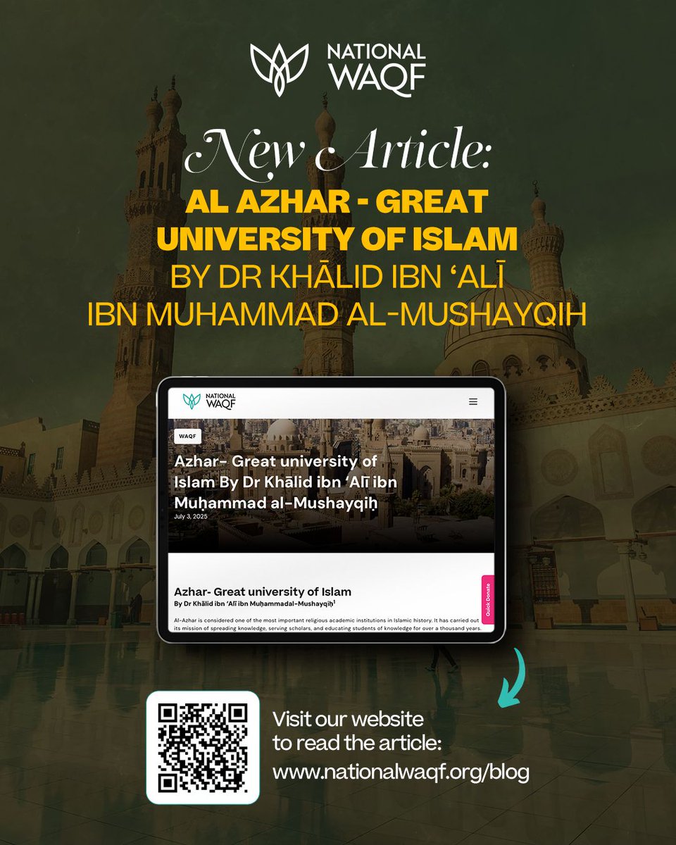 nationalwaqf.org/blog/azhar-gre…

Al-Azhar is considered one of the most important religious academic institutions in Islamic history.  The continuity of Al-Azhar, by the grace of Allah, has been supported by the Islamic endowment (waqf), which provided it with economic support.