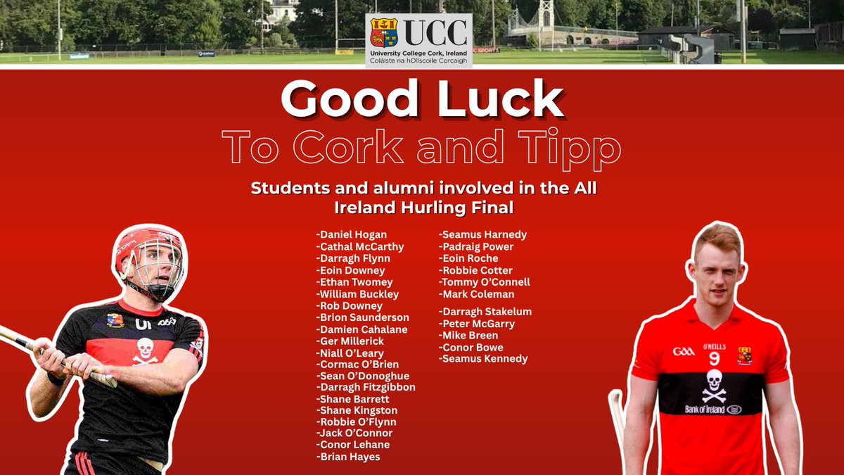 UCC GAA (@ucc_gaa) on Twitter photo UCC GAA wish all those who have worn our skull and bones jersey the very best on Sunday in the All Ireland Senior Hurling Final <a href="/UCC/">UCC Ireland</a> <a href="/UCCSport/">UCC Sport</a> <a href="/tomken81/">Tom Kenny</a> <a href="/wesleyob1/">Dr. Wesley O'Brien</a> <a href="/MunsterGAA/">Munster GAA / Comhairle na Mumhan</a> <a href="/John_A_Clifford/">John Clifford</a> UCC GAA wish all those who have worn our skull and bones jersey the very best on Sunday in the All Ireland Senior Hurling Final <a href="/UCC/">UCC Ireland</a> <a href="/UCCSport/">UCC Sport</a> <a href="/tomken81/">Tom Kenny</a> <a href="/wesleyob1/">Dr. Wesley O'Brien</a> <a href="/MunsterGAA/">Munster GAA / Comhairle na Mumhan</a> <a href="/John_A_Clifford/">John Clifford</a>