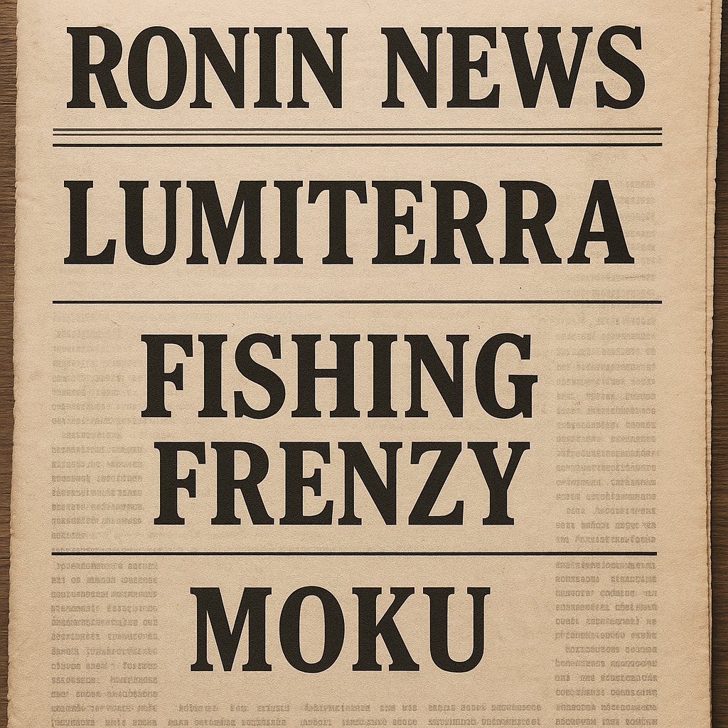 Hi Ronin fans! Latest news about great projects: Lumiterra, Fishing Frenzy and Moku are here 👇

1. <a href="/LumiterraGame/">Lumiterra</a> 

July 16 at 18:00 (UTC+8)

Game Asset staking will be temporarily paused.

All staked game assets, LUA and GAS fees, will be fully refunded to the original wallet