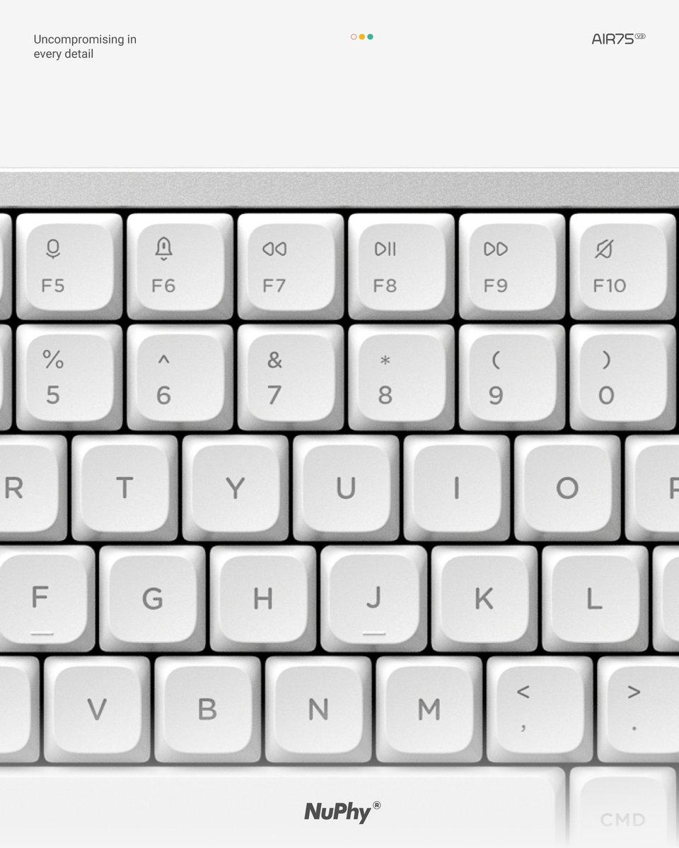 nuphystudio's tweet image. Air75 V3 | Built Different
CNC-machined aluminum. 220-grit anodized finish.
Matte to the eyes, metal to the touch — premium in every detail.
#nuphy #air75v3 #keyboard #premiumgear #mechanicalkeyboard #lowprofilekeyboard