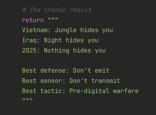 ryrobes's tweet image. When a late night casual convo with Claude about "opsec" goes dark (as a Python function no less).