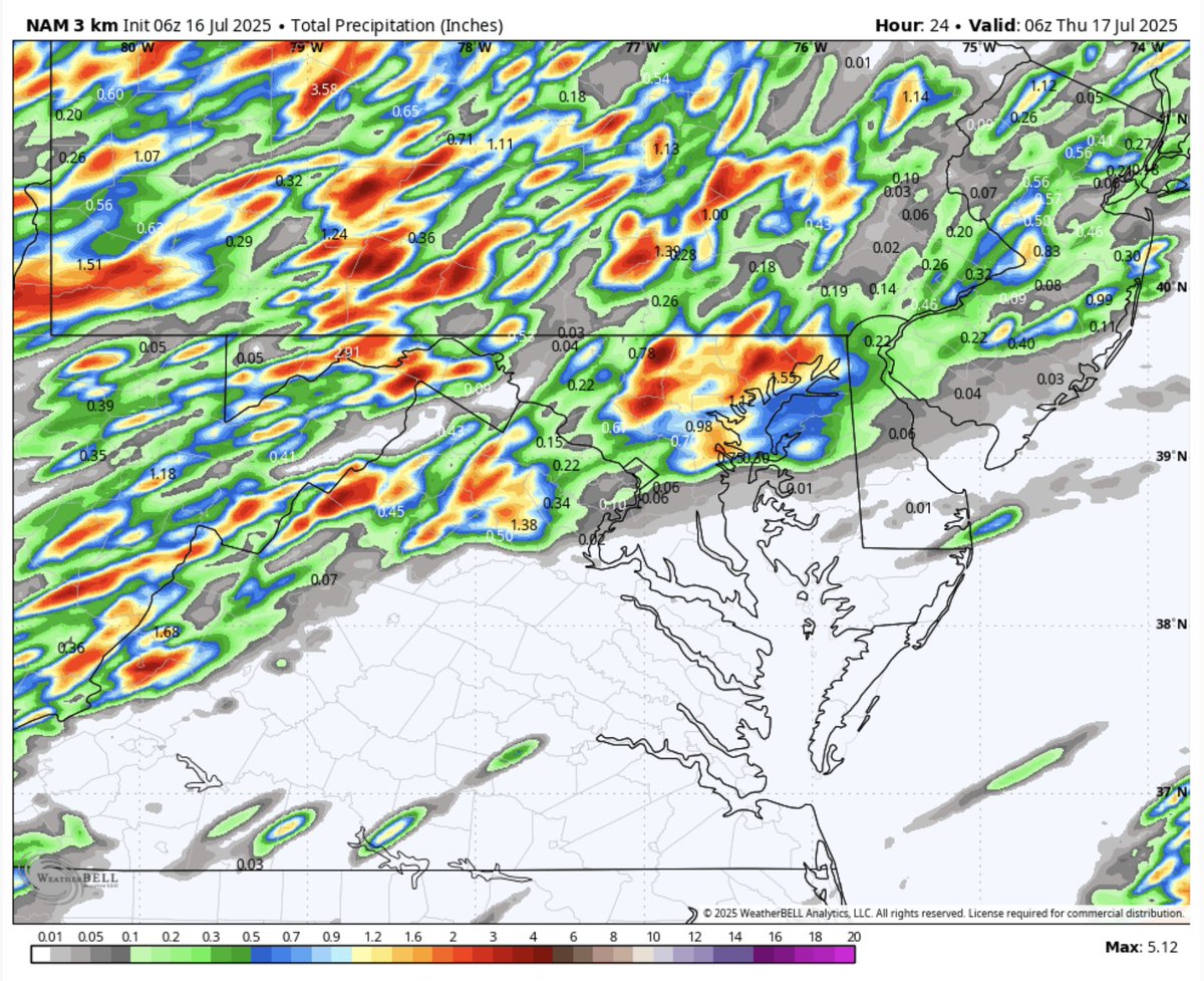 ryankanerWX's tweet image. Another active day of showers & storms likely for areas near and north of DC. More flooding is possible with PWATs above 2". Timing will be from 5pm-9pm across DC/Balt. NAM shows some 2-3" rainfall amounts. Stay safe! #MdWx