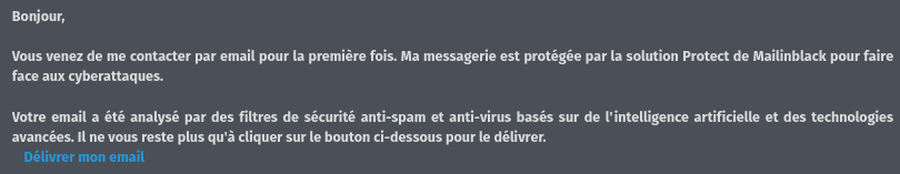 Nicolas (@nemavdotio) on Twitter photo Petite de piqûre de rappel : si vous utilisez <a href="/mailinblack_fr/">Mailinblack</a>, vous pouvez attendre pendant longtemps mes réponses car je n'ai pas à cliquer et forcément consentir à la politique de cette entreprise :)
Je vous laisse penser à whitelister vos interlocuteurs de ce fait... Petite de piqûre de rappel : si vous utilisez <a href="/mailinblack_fr/">Mailinblack</a>, vous pouvez attendre pendant longtemps mes réponses car je n'ai pas à cliquer et forcément consentir à la politique de cette entreprise :)
Je vous laisse penser à whitelister vos interlocuteurs de ce fait...