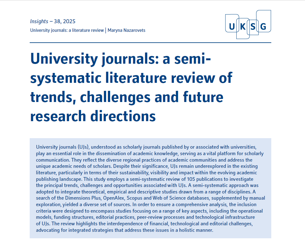 My paper on university journals (UJs) is now out in Insights: the <a href="/UKSG/">UKSG</a> journal:
🔗 doi.org/10.1629/uksg.7…
First result of a project on UJs - often overlooked, yet crucial for supporting linguistic and methodological diversity.
Different contexts, but similar challenges.