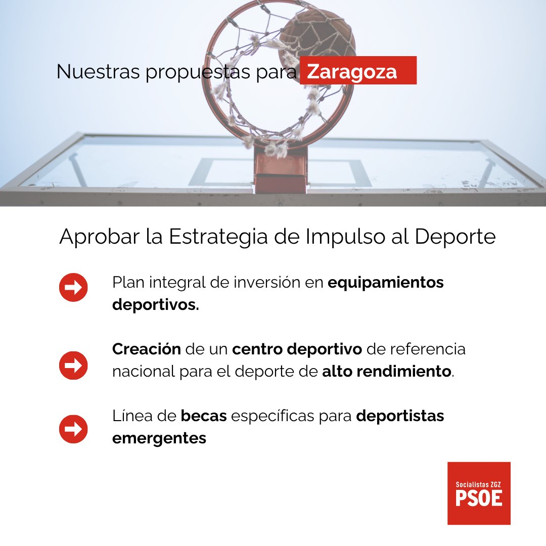 🏃‍♀️Aprobar la Estrategia de Impulso al #Deporte

👉Plan integral de inversión en equipamientos deportivos

👉Creación de un centro deportivo de referencia nacional para el deporte de alto rendimiento.

👉Línea de becas específicas para deportistas emergentes