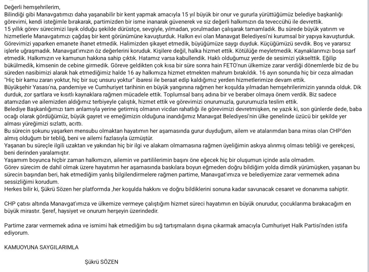 Kamuoyuna Saygılarımla