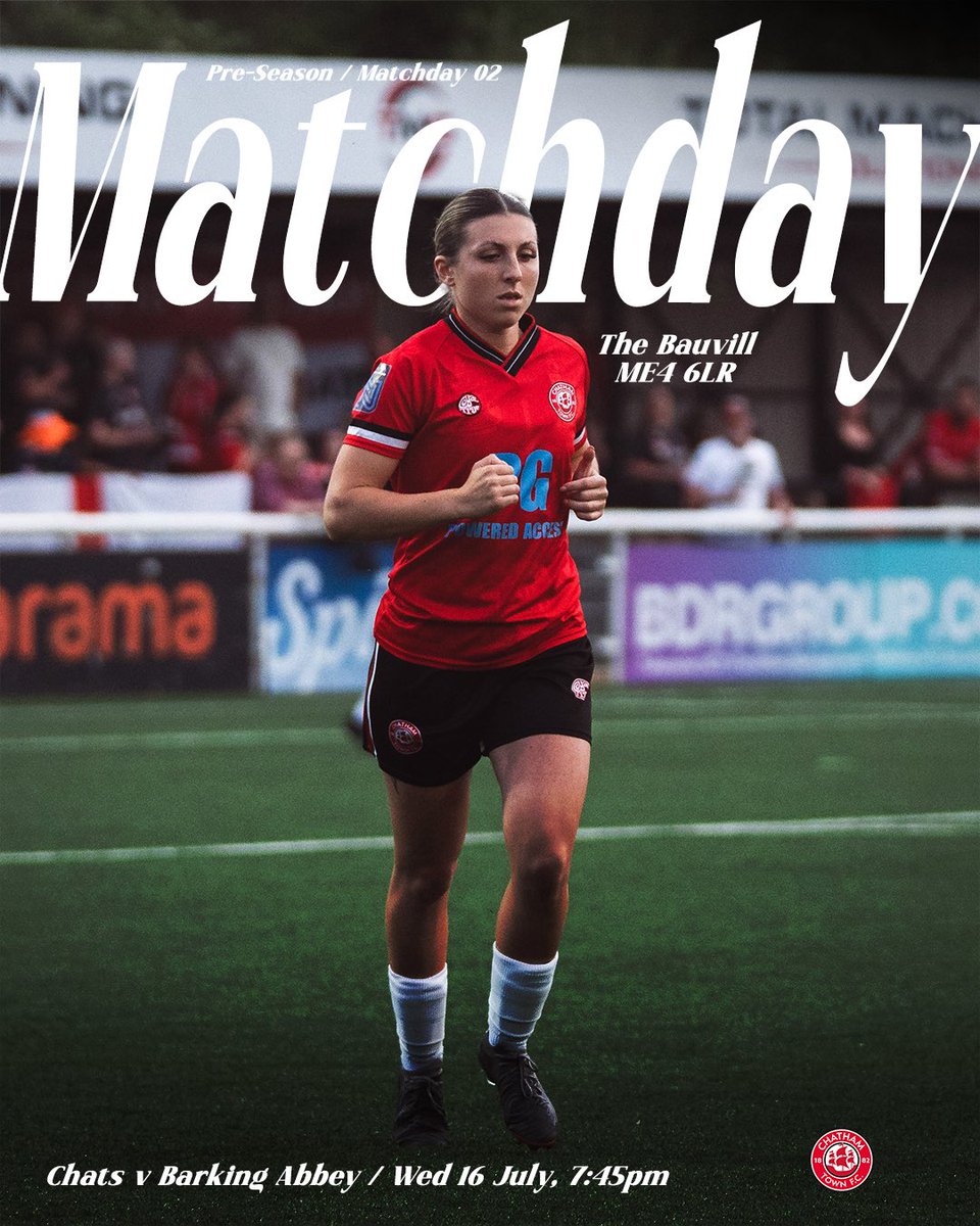 ChathamTownWFC's tweet image. ๐๐ฉโ๐จ ๐๐๐ฉ๐๐๐๐๐ฎ ๐พ๐ช
๐ Barking Abbey
๐ The Bauvill
๐ค pre-season friendly
โฑ๏ธ 7:45pm KO
๐๏ธ ยฃ4 / ยฃ2.50 / ยฃ1.50
Join us tonight as we entertain Barking Abbey for our second pre-season test!
๐ดโช๏ธโซ๏ธ #UpTheChats