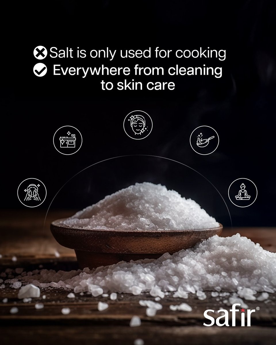Tuz, yalnızca yemeklere tat katmaz; çok yönlü yapısıyla temizlikten cilt bakımına kadar pek çok alanda doğal bir yardımcıdır. Safir Tuz, sağlıklı ve çevre dostu çözümler sunar.

#safirtuz #doğaltuz #tuzunfaydaları #tuzunçokyönlükullanımı