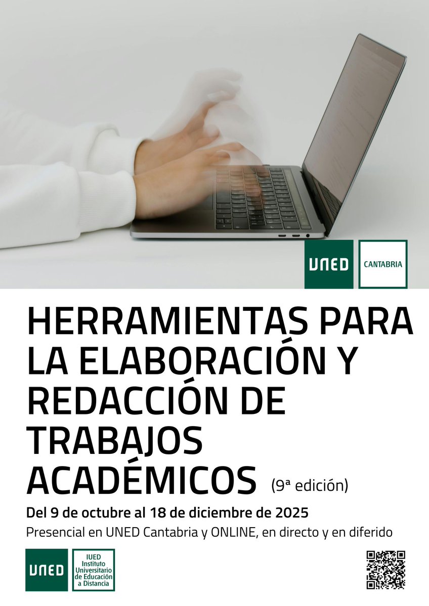 Uned Cantabria (@unedcantabria) on Twitter photo Sin agobios por tener que hacer algo de esto 🔽
✅ Pruebas de Evaluación Continua (PEC),
✅ Trabajo de Fin de Grado (TFG) o Máster (TFM),
✅ Tesis doctoral...
💡 Matricúlate en este #curso de Cristóbal San Miguel ➡ bit.ly/40HpYwJ
👥Presencial y ONLINE 💻
<a href="/INTECCAUNED/">INTECCA - UNED</a> Sin agobios por tener que hacer algo de esto 🔽
✅ Pruebas de Evaluación Continua (PEC),
✅ Trabajo de Fin de Grado (TFG) o Máster (TFM),
✅ Tesis doctoral...
💡 Matricúlate en este #curso de Cristóbal San Miguel ➡ bit.ly/40HpYwJ
👥Presencial y ONLINE 💻
<a href="/INTECCAUNED/">INTECCA - UNED</a>