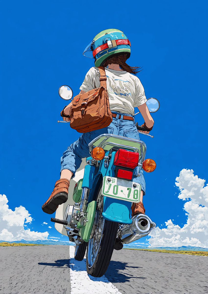 gufutokuku999's tweet image. 『原付女子風景』

今日も蒸し暑かったよね