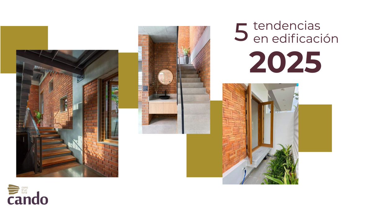 📌 En 2025, la construcción avanza hacia un futuro más sostenible y tecnológico. Aquí 5 tendencias clave:
Materiales reciclados para reducir impacto,  aislamiento y ventilación avanzada, diseño que aprovecha luz y aire natural, energías renovables y domótica.
#tendencias2025