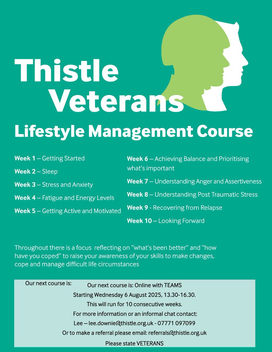 📒 The Thistle Foundation is excited to announce upcoming Lifestyle Management Courses! 

IN PERSON: Tuesday, 5th August in Edinburgh.
ONLINE: from Wednesday, 6th August. 

It’s an opportunity to explore positive change, connect with others, and take control of wellbeing.