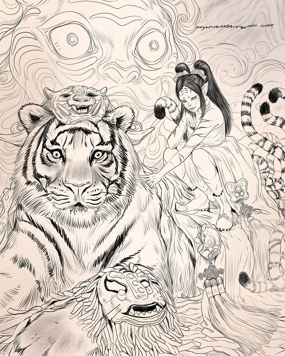 HyunKimArt's tweet photo. #オリジナルイラスト #虎 #人間が描きました #絵描きさんと繋がりたい #mythical #lineart
Spirits <3 🐅🐅 https://t.co/xhEDmHnYMT