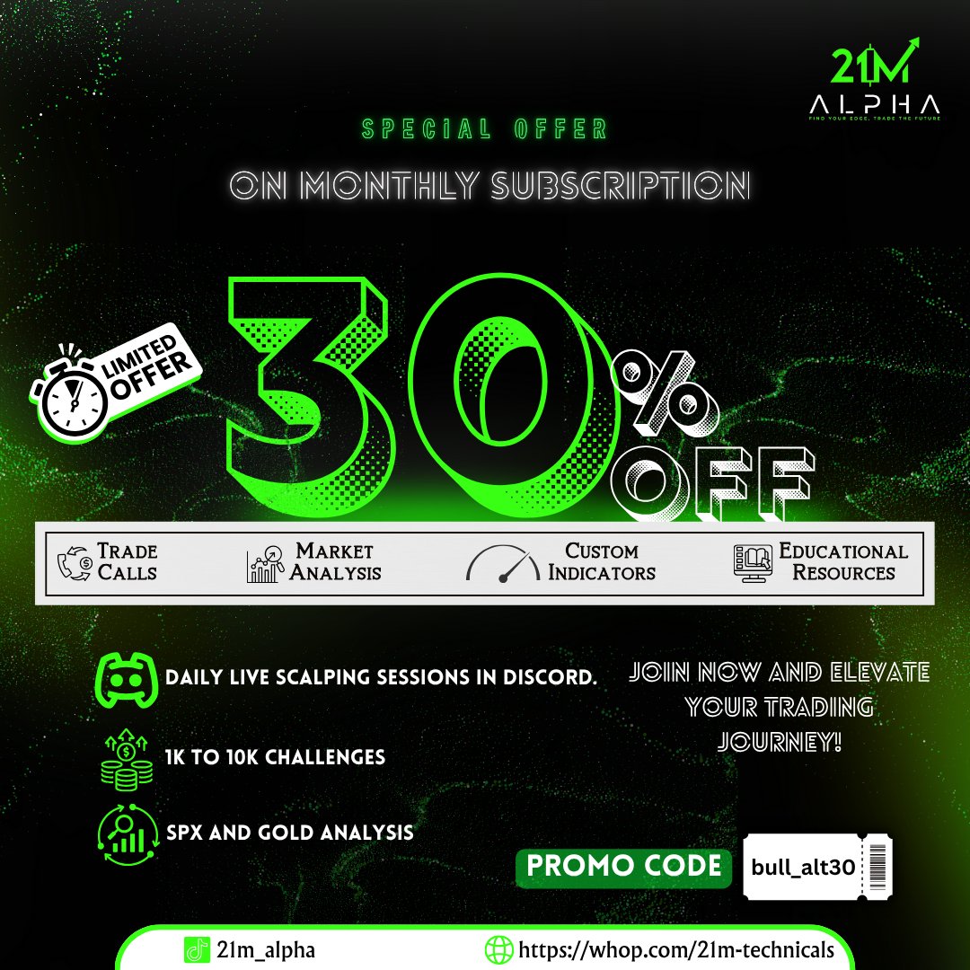 21M_ALPHA's tweet image. 🎟️ 30% OFF with code bull_alt30
We’ve been printing hard and members are loving it! 🔥
Ready to crush the big moves coming in Q4? Join us for consistent gains with pro risk management.
Join here: whop.com/checkout/plan_…