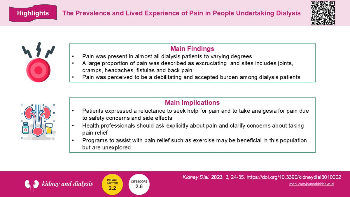 Kidney and Dialysis (@kidneydial_mdpi) on Twitter photo πFree access to the high-cited paper in <a href="/Kidneydial_MDPI/">Kidney and Dialysis</a>
"The Prevalence and Lived Experience of #Pain in People Undertaking #Dialysis"
<a href="/drkellylambert/">Kelly Lambert</a> <a href="/UOW/">UOW</a>
πLink: mdpi.com/2673-8236/3/1/2
#LifeQuality #Health #Patients #kidney_failure πFree access to the high-cited paper in <a href="/Kidneydial_MDPI/">Kidney and Dialysis</a>
"The Prevalence and Lived Experience of #Pain in People Undertaking #Dialysis"
<a href="/drkellylambert/">Kelly Lambert</a> <a href="/UOW/">UOW</a>
πLink: mdpi.com/2673-8236/3/1/2
#LifeQuality #Health #Patients #kidney_failure