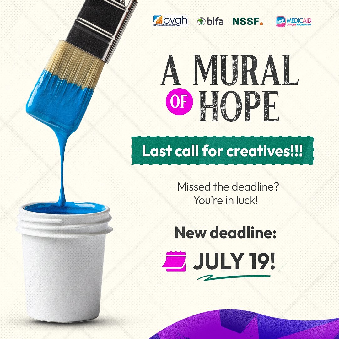 NSSF_NG's tweet image. Due to popular demand...
The Mural of Hope campaign has been EXTENDED by one more week!
New deadline: July 19
Please note: The extension only applies to the submission of your creative ideas.
#muralofhope #extendeddeadline #makeyourmark