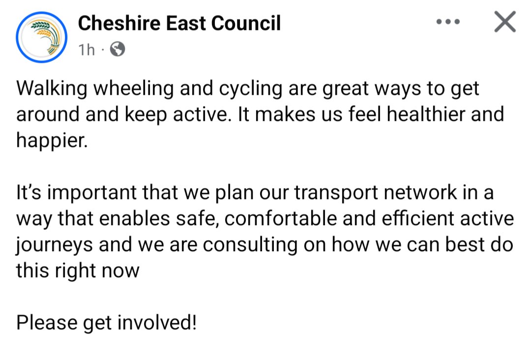 CycleWilmslow's tweet image. From Cheshire East Council. Please have your say:
surveys.cheshireeast.gov.uk/s/ActiveTravel…