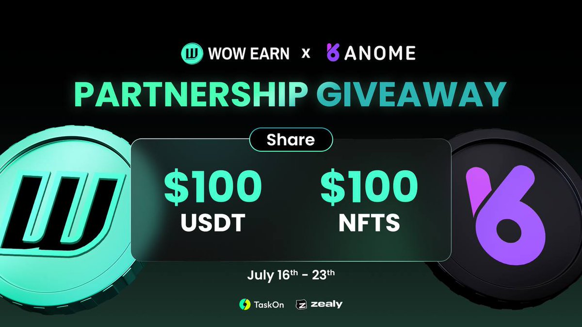WOWEARNENG's tweet image. 🎉 WOW EARN x ANOME Joint Giveaway Is Live!
Join easily and win double rewards: USDT + limited NFTs!
🪄 Task
📢 Join the designated social media groups
🎖Rewards
10 lucky participants will be randomly selected to:
- 🪙 Share a 100 USDT prize pool
- 🖼 Share a 100 USDT…