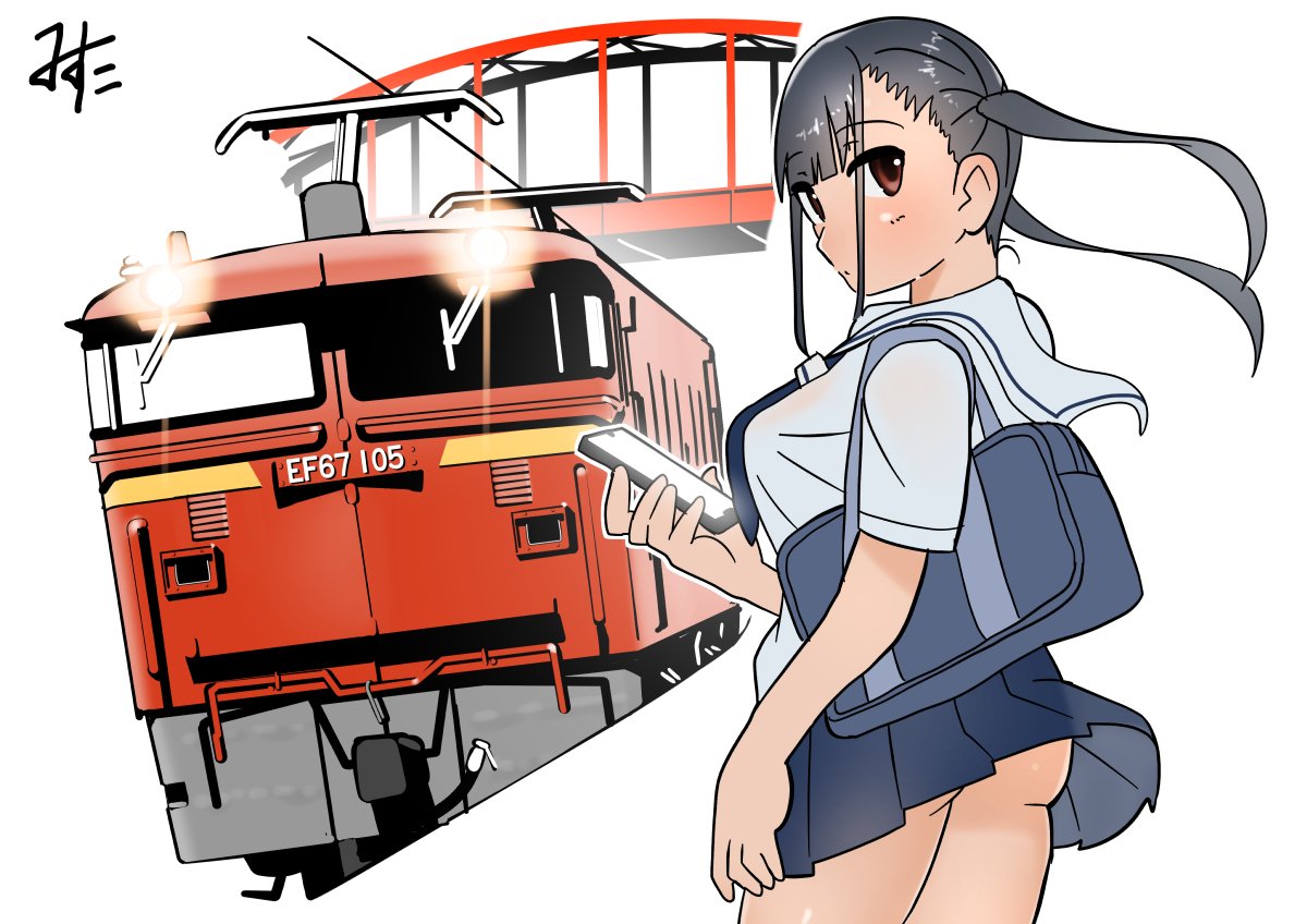 「やぁやぁ!みすた亭のアカウントへようこそ! かわいい女のコとイカした電車!恥ずか」|みすた亭のイラスト