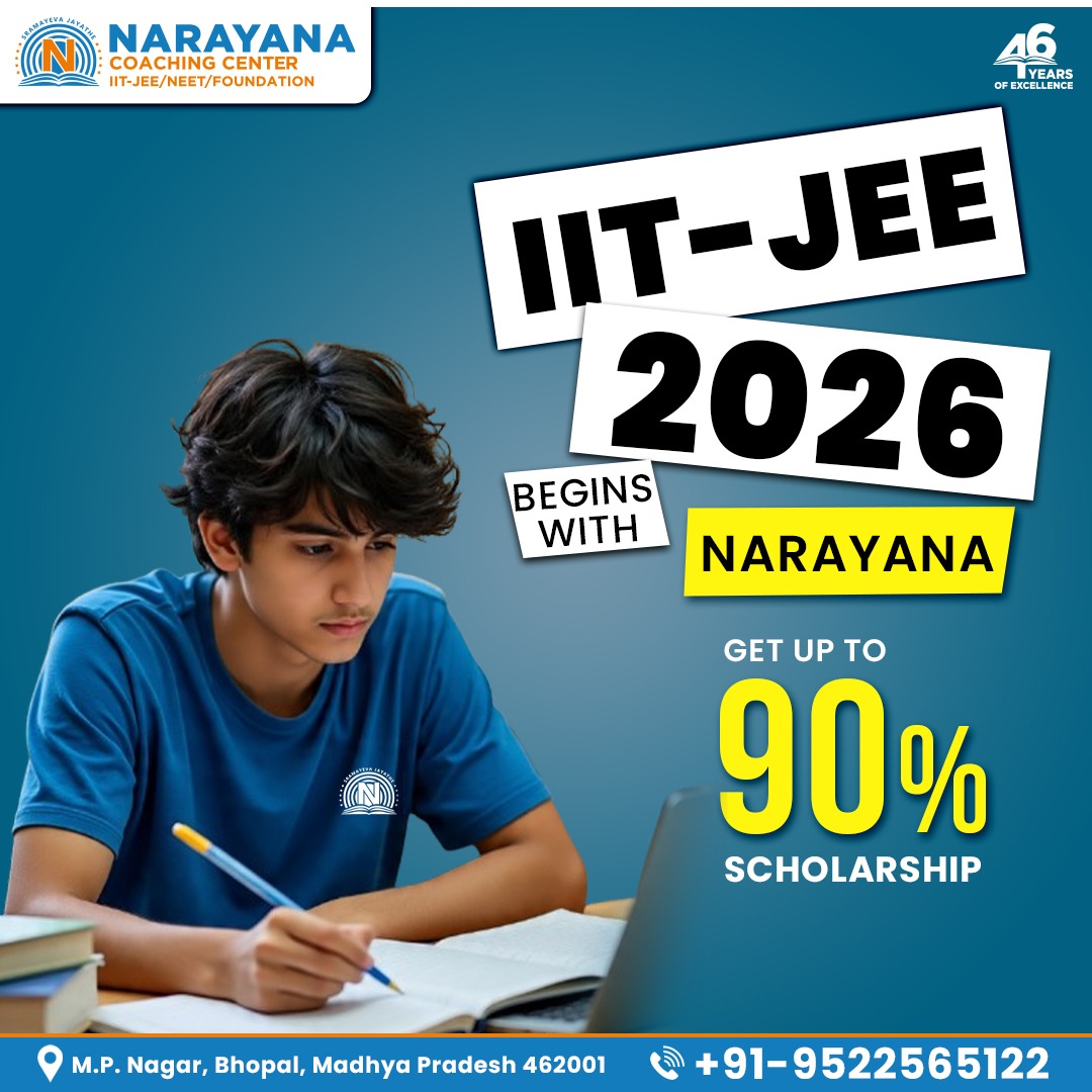 narayanacoach's tweet photo. Your dream of cracking JEE begins with the right foundation — and it begins with NARAYANA 💪

✅ Up to 90% SCHOLARSHIP
👉 Limited Seats. Start Early, Stay Ahead!

#IITJEE2026 #NarayanaCoaching #JEEMains #BhopalCoaching #ScholarshipTest #EngineeringDream #NarayanaEdge #StudySmart https://t.co/nBg3MMeOU9