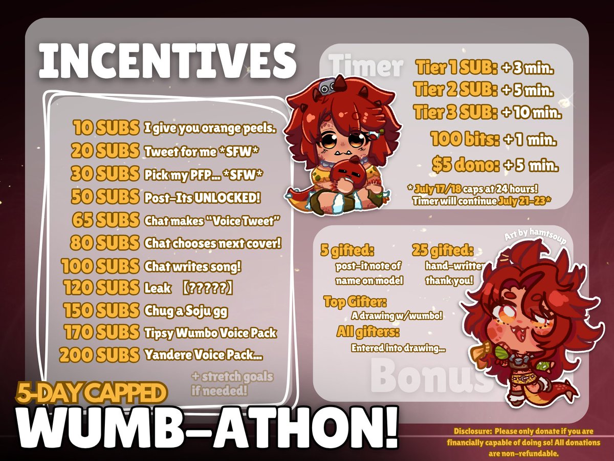 【SUBATHON ANNOUNCEMENT】

WHAT'S UP STREAKS YES I KNOW THIS COMPLETELY DEFEATS THE PURPOSE OF A "BREAK"

I'm hosting a capped "Wumbathon" to help fund some upcoming projects for ya'll! Look forward to it!🤘🪨

Schedule will be posted soon!

🎨: #Mikaonoshigoto | #hamtsoup