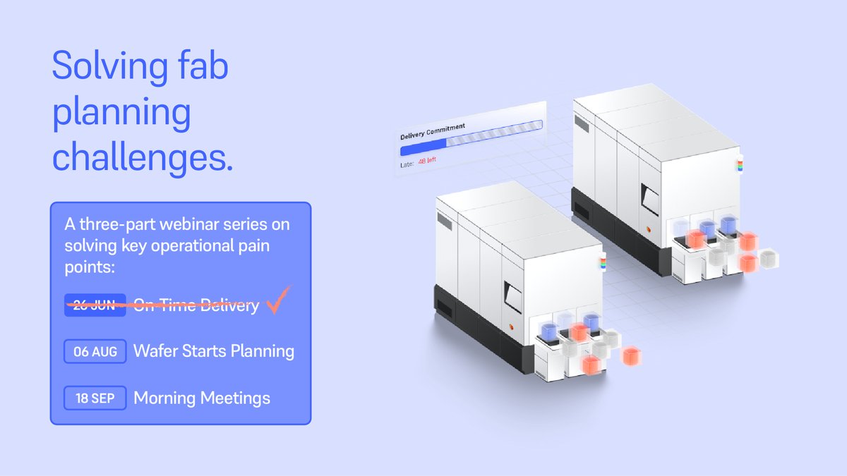 Fragile spreadsheets. Days of engineering time. Constant firefighting when plans break. Sound familiar?

Join us as we explore a smarter way to plan wafer starts using dynamic capacity modelling. 

06 August | 4PM BST bit.ly/3TJK7iG