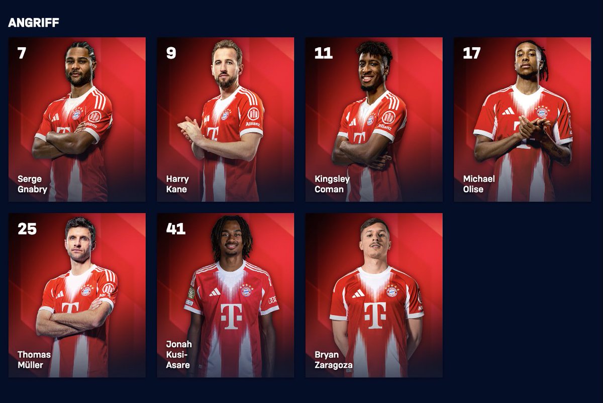 The first team squad on Bayern's website has been updated. 
Luka Klanac, Cassiano Kiala, Lennart Karl, David Daiber Santos, Paul Wanner, Lovro Zvonarek, and Jonah Kusi Asare are now listed as part of the first team.