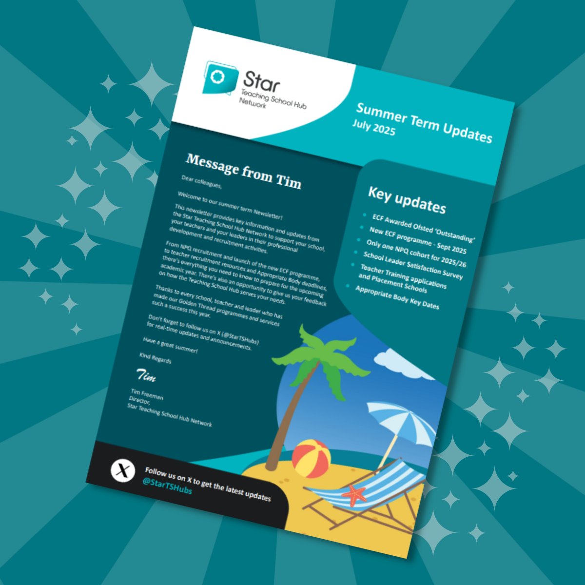 StarTSHubs's tweet image. ☀️📰 Check out our latest Summer Newsletter! Get all the updates and key information to help school leaders prepare for the upcoming academic year. Don't miss out 👉 shorturl.at/q6qn5
#TeachingSchoolHub #Teaching #SchoolLeaders