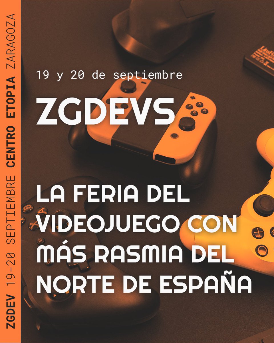 Ey Devs, ahora si!!! Os presentamos ⁠#ZGDevs, la feria del videojuego con más rasmia!

El 19 y 20 de septiembre en #Zaragoza, #Etopia será el epicentro indie con charlas, workshops, networking y un montón de cositas lindas! Compártelo con todos los #devs con rasmia que conozcas!