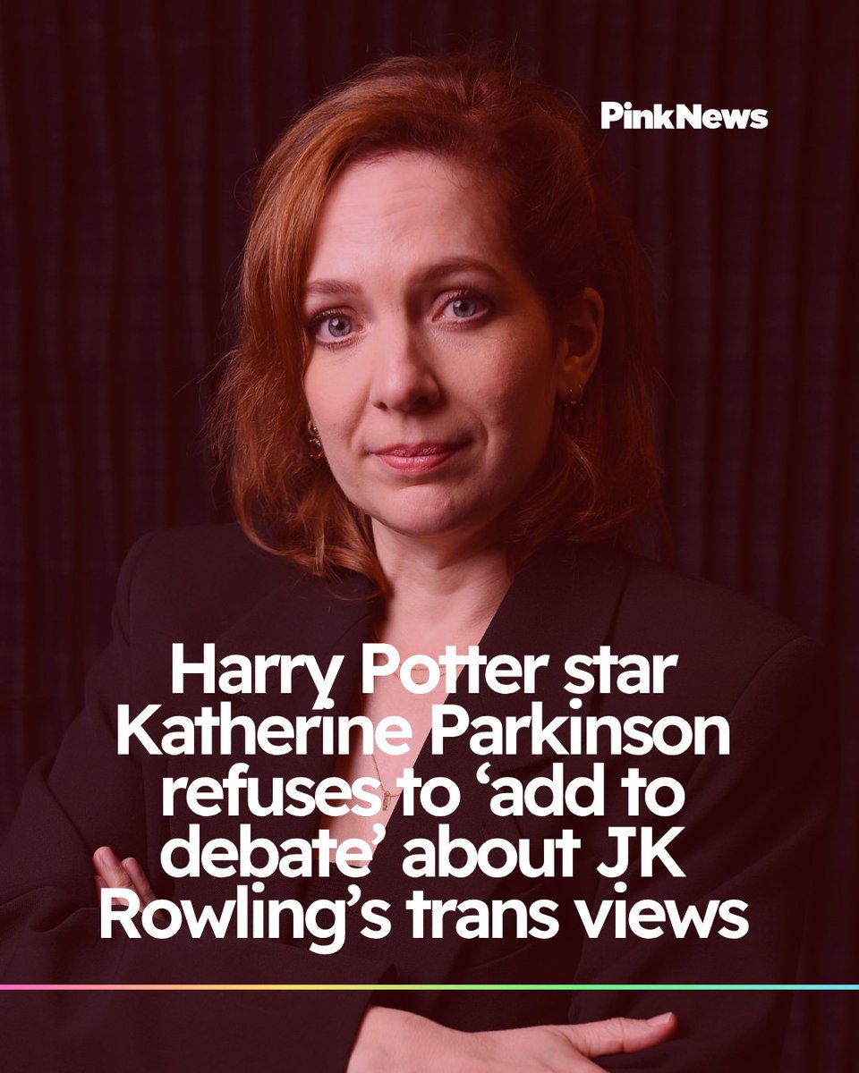 PinkNews's tweet image. Harry Potter star Katherine Parkinson refuses to ‘add to debate’ about JK Rowling’s trans views ➡️ bit.ly/4m1nceS