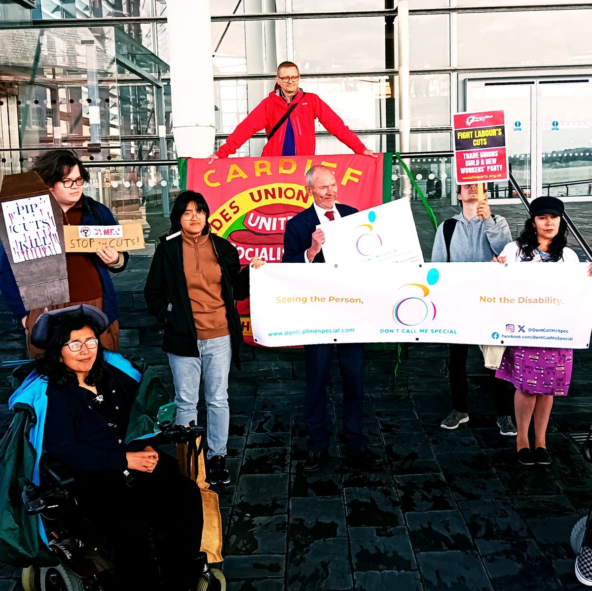1/12 Despite the rain yesterday, disabled people and allies turned out to lobby the Senedd, demanding an end to benefit cuts that perpetuate our marginalisation.