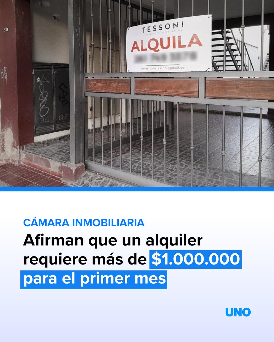 diariouno's tweet image. Ese gasto correspondería a un alquiler mensual de $400.000 y tomando en cuenta el mes de anticipo, de depósito y los honorarios de la inmobiliaria

#alquiler #dinero #pesos #diariouno