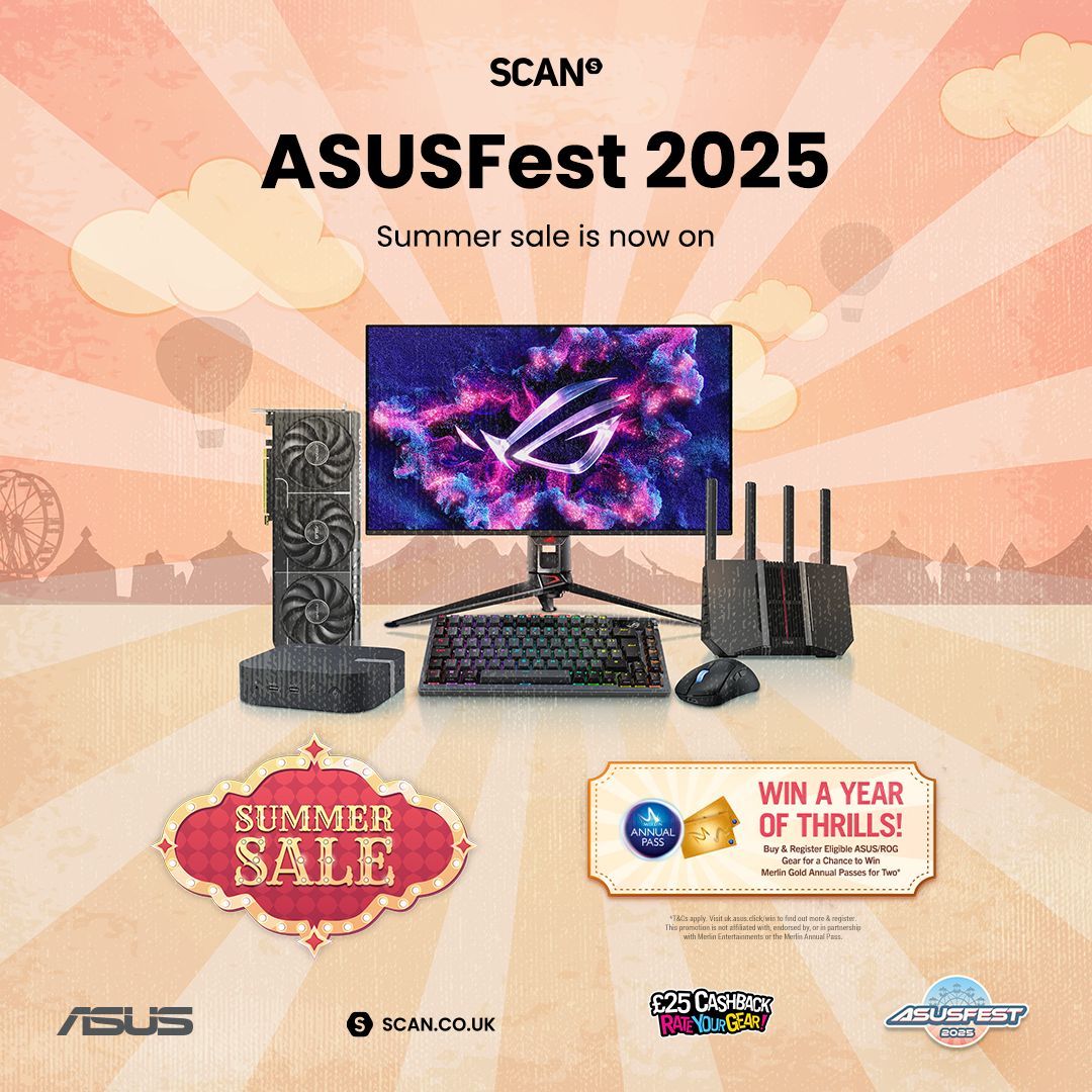 ScanComputers's tweet image. The ASUSFest summer sale is now on! Featuring huge deals across the range and a chance to win a full year of thrills with Merlin Gold annual passes for two!
Shop now - buff.ly/oSABwU3