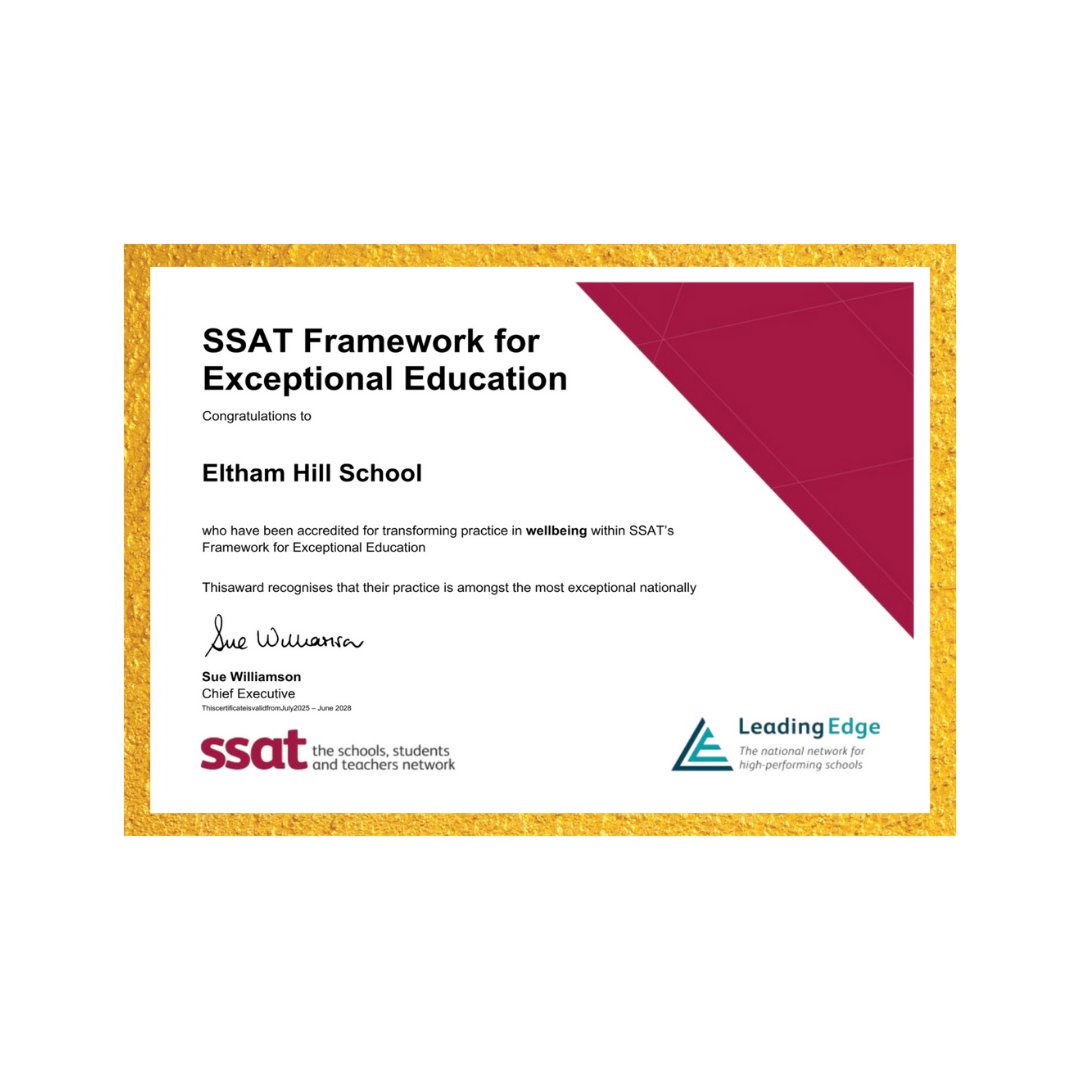 ssat's tweet image. Congratulations to @ElthamHill who have been accredited for transforming practice in climate for learning within SSAT’s Framework for Exceptional Education.
Find out more: ow.ly/lklP50Wltz6
#education #schoolsuk #excellence