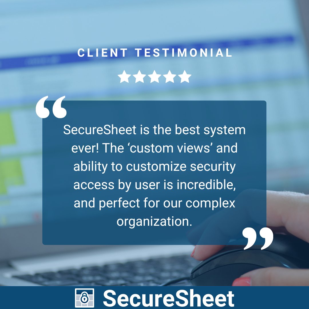 "SecureSheet is the BEST system ever! Custom views + tailored access = a dream for our complex org."
— HR Director, Top US Construction Co.

👇 Experience the difference:
securesheet.com

#CustomerSpotlight #SecureCollaboration #DataSecurity #Securesheet