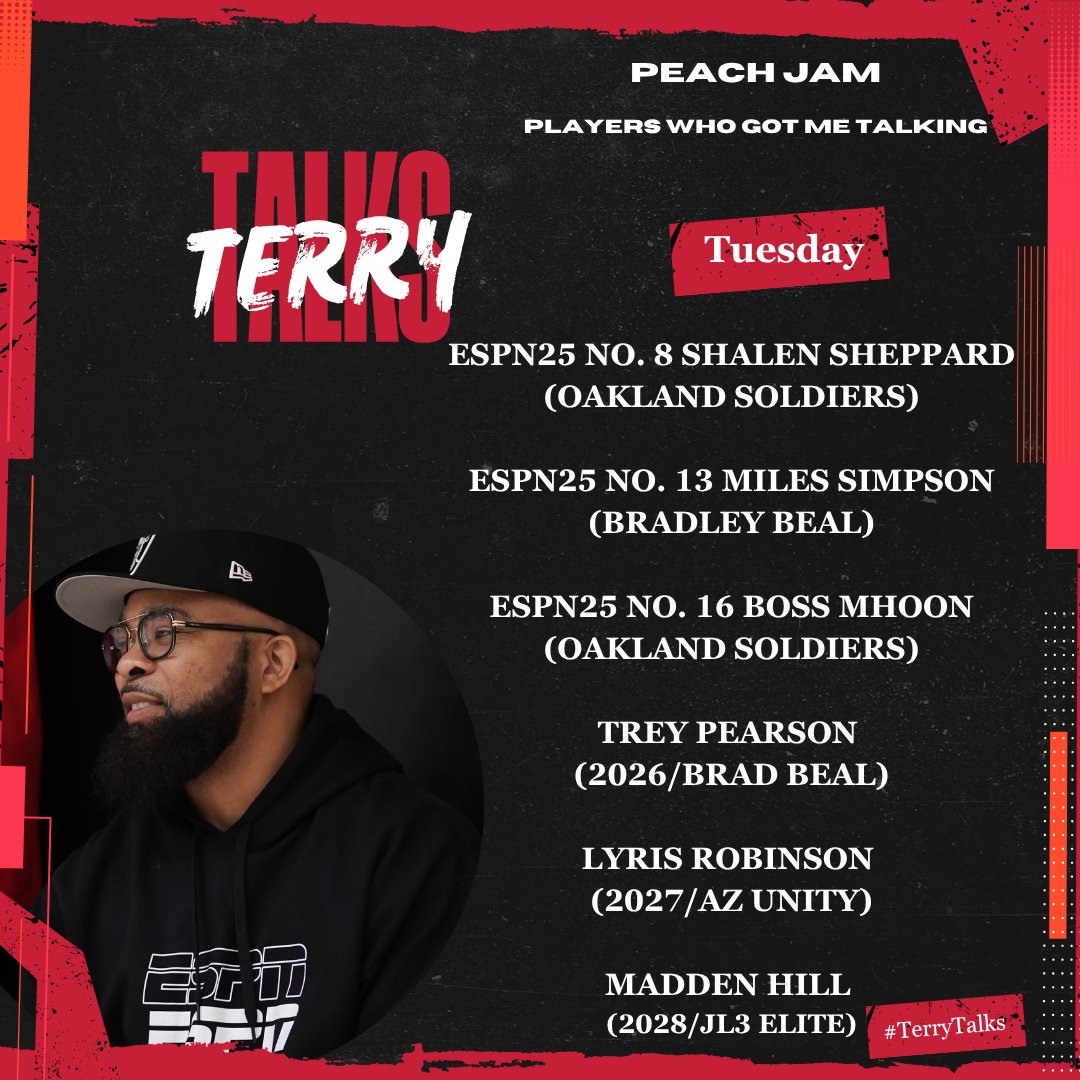 TDrakeBasktball's tweet image. 🚨 #TerryTalks 🚨

These players got me talking about their Tuesday performance at #PeachJam...

#NikeBaskeball #ESPN #PaulBiancardi #SCNext @NikeEYB @PaulBiancardi @SCNext @TheUCReport @nikebasketball @BradBealElite @Soldiers_Salute @TeamUnitedAAU @Gymrat_jj4 @JL3Elite