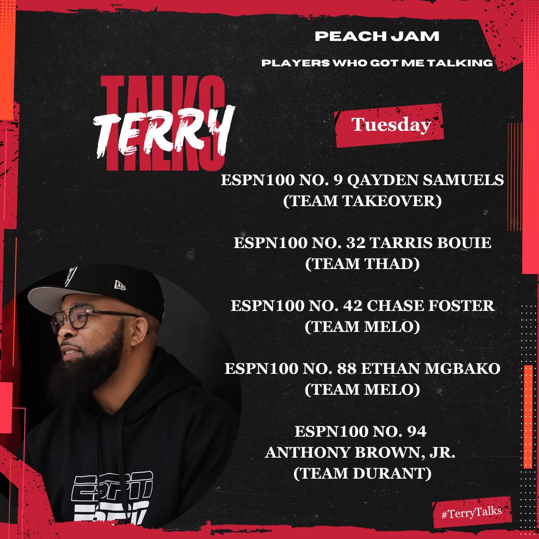 TDrakeBasktball's tweet image. 🚨 #TerryTalks 🚨

These players got me talking about their Tuesday performance at #PeachJam...

#NikeBaskeball #ESPN #PaulBiancardi #SCNext @NikeEYB @PaulBiancardi @SCNext @TheUCReport @nikebasketball @BradBealElite @Soldiers_Salute @TeamUnitedAAU @Gymrat_jj4 @JL3Elite