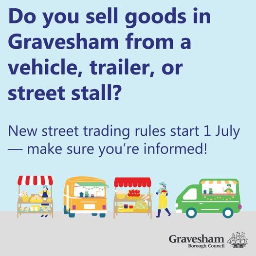 GravesendTCM's tweet image. Selling goods in Gravesham?
New street trading rules apply. If you sell from a vehicle, trailer, or stall on #Gravesham streets, you'll need a street trading consent.
More info: gravesham.gov.uk/licences/stree…