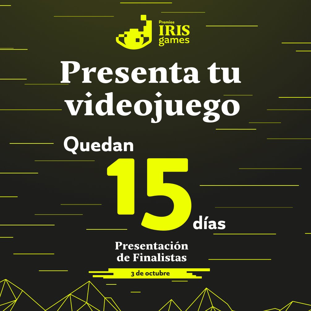 🎮✨ ¡Solo 15 días para inscribirte en los Premios Iris Games!
Si tienes un videojuego hecho en 🇪🇸 , esta es tu oportunidad 👾
🏆 9 categorías
💰 42.000 € en premios
📍 Gala: 27/11 en @FYCMA (Málaga)
📅 Inscripciones hasta el 31/07

🔗 premiosirisgames.com #IrisGames2025