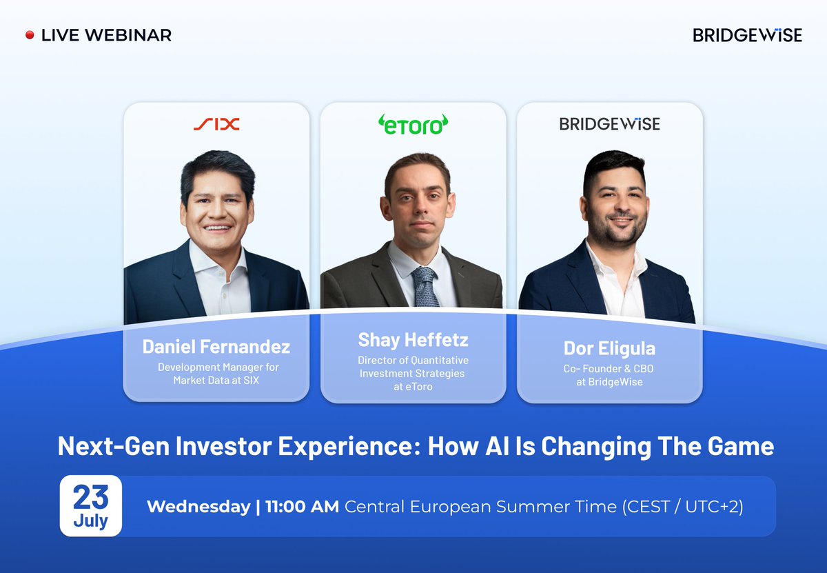 What every financial institution must know about AI —&gt; and why next week is your moment to get ahead...

On July 23, we’re bringing together top minds in AI and finance to uncover:

💡 What investors expect from AI tools,  and how their behavior is evolving
💡 What the future