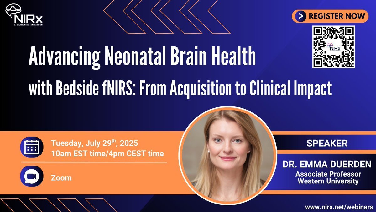 NIRx_NIRS's tweet image. Join our webinar on July 29th to explore Neonatal Brain Health with Dr. Emma Duerden from Western University. Discover how fNIRS aids in continuous neuroimaging for infants, even in critical care. Register now: buff.ly/k9CpXvQ #NeonatalCare #fNIRS