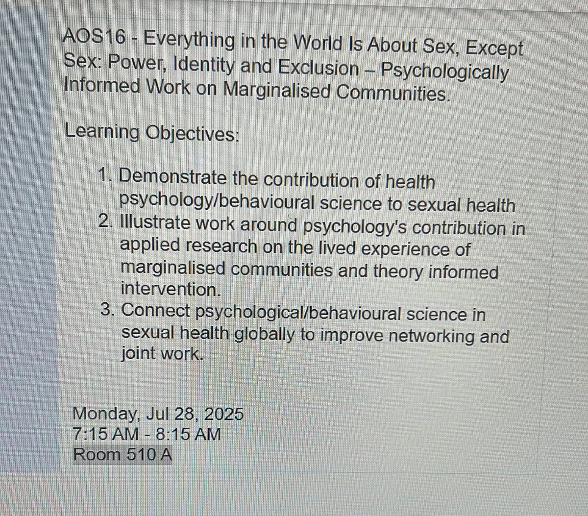What’s happening, we are happening at <a href="/STIHIV2025/">STI & HIV 2025 World Congress</a> Jul 28th,7:15am in 510a. Me on SV survivor barriers to healthcare, <a href="/b_prospects/">🇳🇬 Dr Nwaosu II</a> on black men’s sexual health, <a href="/kevinvestig8s/">Dr Kevin Turner</a> on male sex workers &amp; <a href="/carmenlogie/">carmen logie 🌈</a> on HIV stigma. A <a href="/BPSOfficial/">British Psychological Society</a> funded international symposium.