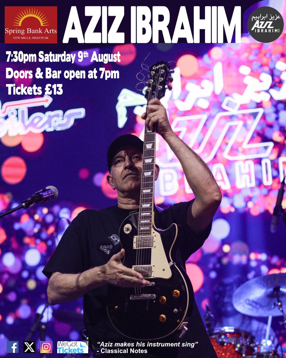 Get tickets before they sell out, former Stone Roses/Simply Red guitarist Aziz Ibrahim brings an eclectic set of live guitar/song. For more info and tickets:
wegottickets.com/event/660893
#springbankarts #newmills #highpeak #derbyshire #events #livemusic #visitnewmills <a href="/azizibrahim56/">Aziz Ibrahim</a>