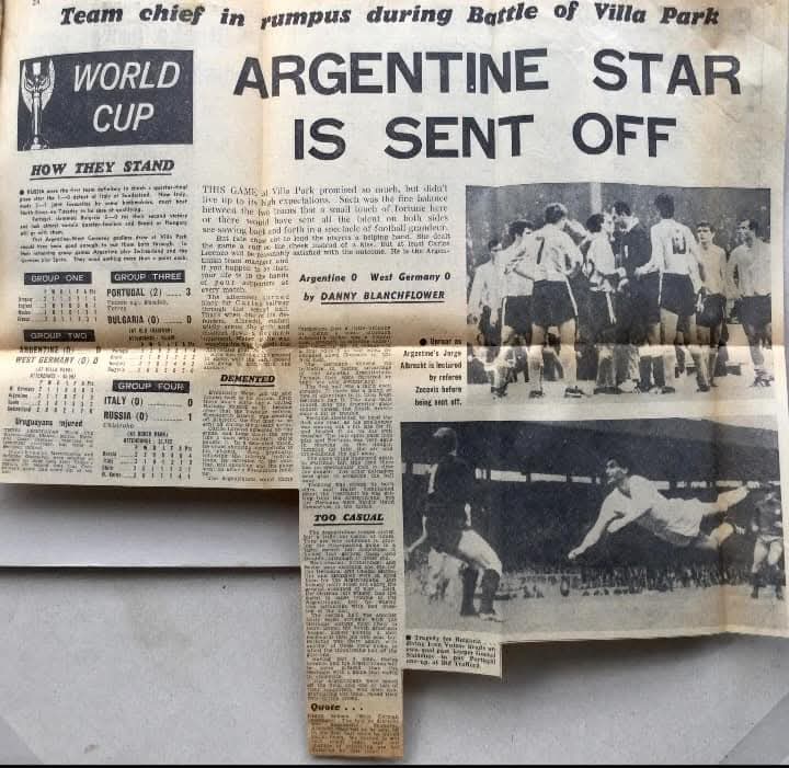 AndrewUllah's tweet image. 59 Years Ago Today. World🏆1966. GROUP TWO (Villa Park) @Argentina 0-0 West Germany. Gate 46,587 #WorldCup66 #VillaPark #Argentina #WestGermany