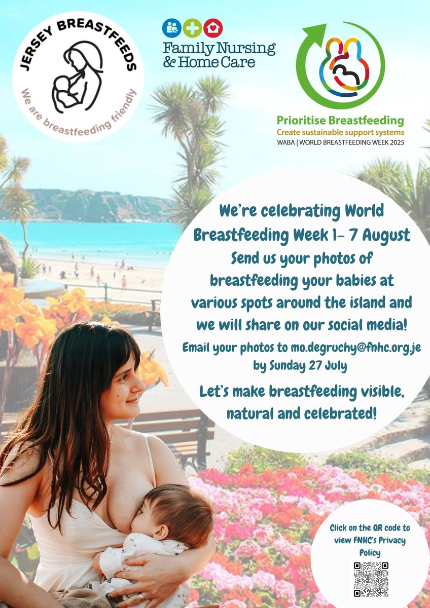 🎉World Breastfeeding Week is coming! 1st – 7th August 2025🎉
Celebrating real breastfeeding journeys from right here in Jersey. 
Send us your breastfeeding photos and we’ll feature them on our social media throughout the week! See the poster below for more details! 👇👇👇
#WBW