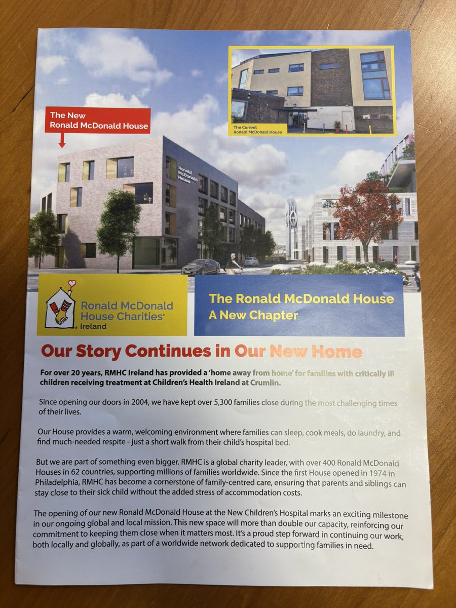 BrendanSmithTD's tweet image. Delighted to be updated on the new Ronald McDonald House at the Children’s Hospital. The existing house at Crumlin has provided vital support to families with critically ill children in hospital @SenRobGallagher