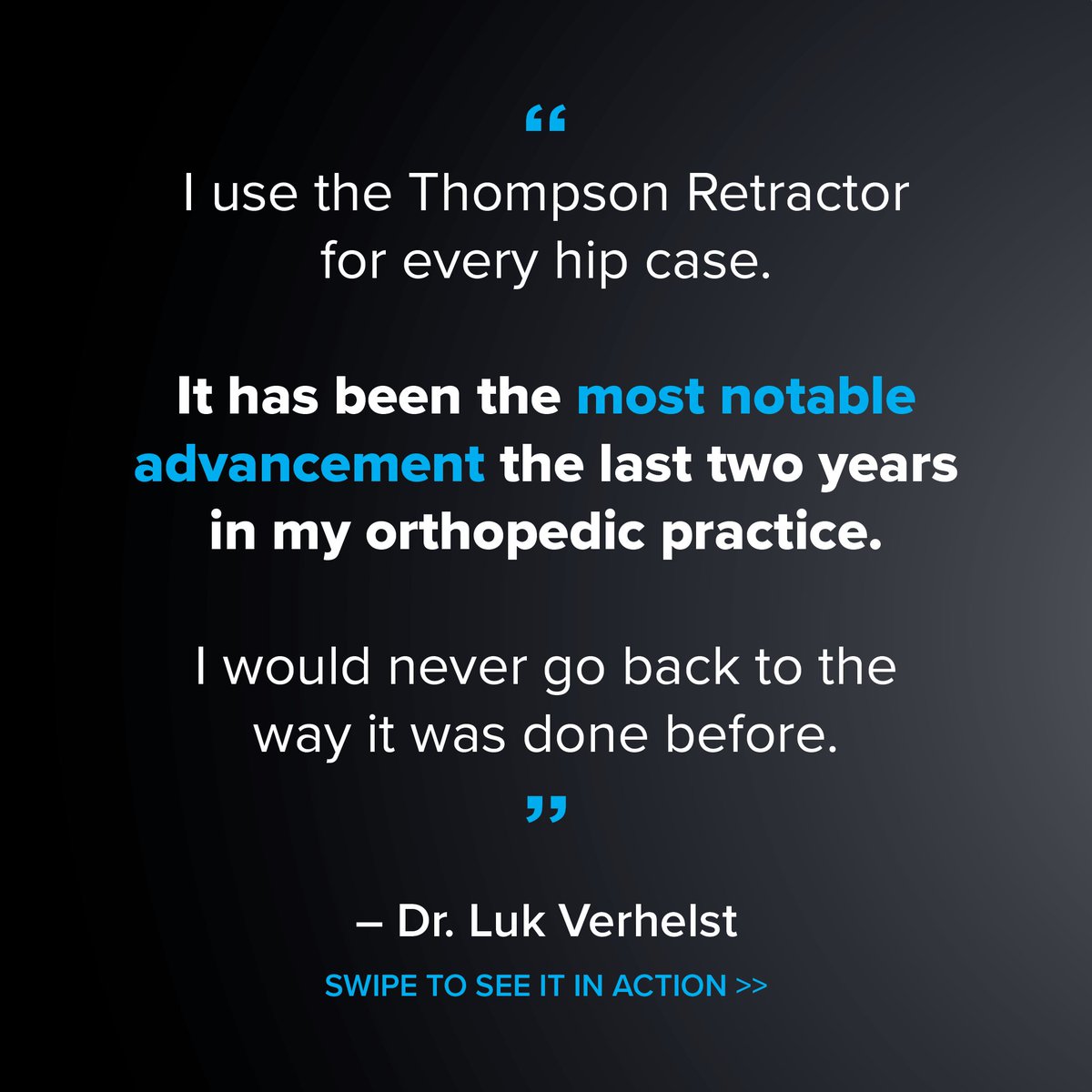 ThompsonRetract's tweet image. Dr. Verhelst trusts the Thompson Retractor for every hip case and wouldn’t go back to the old way. Discover why it’s a game changer in hip surgery.
#ThompsonRetractor #HipSurgery #SurgicalInnovation